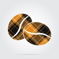 Orange, black tartan icon - two coffee beans