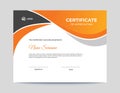 Orange and black waves certificate design template Royalty Free Stock Photo