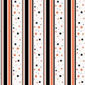 Orange, black white modern polka dot and line pattern, seamless texture background