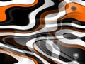 Orange black white silvery fluid lines geometries, lines background, abstract colorful geometries Royalty Free Stock Photo