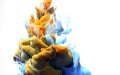 Orange blue abstract background. Stylish modern background. Watercolor ink in water Royalty Free Stock Photo