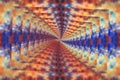 Orange and blue abstract glass tunnel background, design pattern template Royalty Free Stock Photo