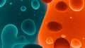 An orange and blue background with a bunch of bubbles (ai generated) Royalty Free Stock Photo