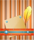 Orange - blue background with feather and paper. Royalty Free Stock Photo