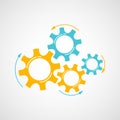 Orange and blue cog and gear cooperation concept Royalty Free Stock Photo