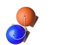 Orange and blue colorful Kendama japanese toys, isolated on white, competition concept