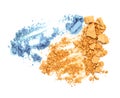 Orange and blue crushed make up eye shadow powder.