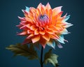 an orange and blue dahlia flower on a dark background Royalty Free Stock Photo