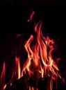 Orange and blue fire flames on black background Royalty Free Stock Photo