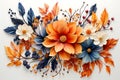 Orange and Blue Flower Bouquet in Artistic Arrangement Royalty Free Stock Photo