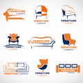 Orange and blue furniture logo vector set design