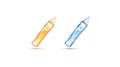 Orange and Blue Glowing Digital Icons of Documents and Checkmarks on White Background - Data Management Concept