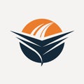 Orange and Blue Logo With Leaf, Utilizing negative space to create a sense of airiness, minimalist simple modern vector logo