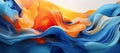 Orange and blue paint on a white background, in the style of flowing forms, ethereal illustrations - AI Generated