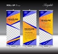 Orange and blue Roll Up Banner template vector illustration on p