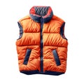 Orange and Blue Sleeveless Puffer Vest with Zipper Closure Royalty Free Stock Photo
