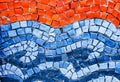 Orange and blue smalt mosaic
