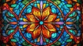 Orange blue stained glass background with ornaments created with Generative AI Royalty Free Stock Photo