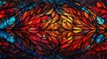 Orange blue stained glass background with ornaments created with Generative AI Royalty Free Stock Photo