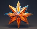 an orange and blue star shaped object on a dark background Royalty Free Stock Photo