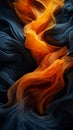 an orange and blue swirl of fabric on a black background Royalty Free Stock Photo