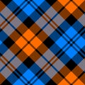 Orange and blue tartan diagonal seamless pattern Royalty Free Stock Photo