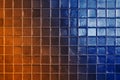 Orange and blue tiles wall texture Royalty Free Stock Photo