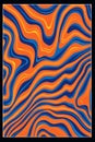 an orange and blue wavy pattern on a black background Royalty Free Stock Photo