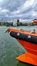 Orange boats front side