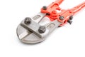 Orange Bolt cutter or clipper for cutting wire.