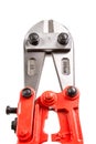 Orange Bolt cutter or clipper for cutting wire.
