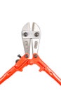 Orange Bolt cutter or clipper for cutting wire.