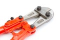 Orange Bolt cutter or clipper for cutting wire.