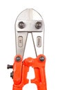 Orange Bolt cutter or clipper for cutting wire.