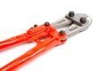 Orange Bolt cutter or clipper for cutting wire.