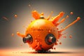 An orange bomb concept. sparky creative bomb. Fresh Orange