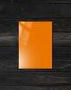 Orange Booklet cover template on black wood background