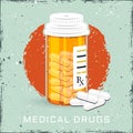 Orange bottle with medical drugs
