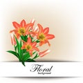 Orange Bouquet Tulip. Vector Illustration. Isolated on White Background.