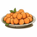 Colorful Plate Of Apricots: A Playful And Vibrant Illustration