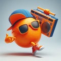 orange breakdancing with sunglasses and a boombox, HD funny fruit image