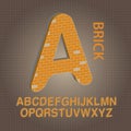 Orange Brick Alphabet Vector