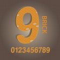 Orange Brick Numbers Vector