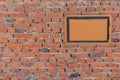 Orange brick wall background whit small door