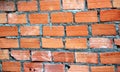 1 Orange brick wall with layers of cement mortar