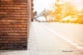 Orange brick wall with traffic in sunset, Chiang Mai Thailand Royalty Free Stock Photo