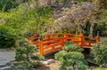 Orange Bridge over Pond Royalty Free Stock Photo