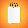 Orange bright white shopping bag, isolated, vector illustration Royalty Free Stock Photo