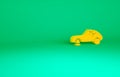 Orange Broken car icon isolated on green background. Car crush. Minimalism concept. 3d illustration 3D render