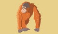 Orange brown cute orangutan art